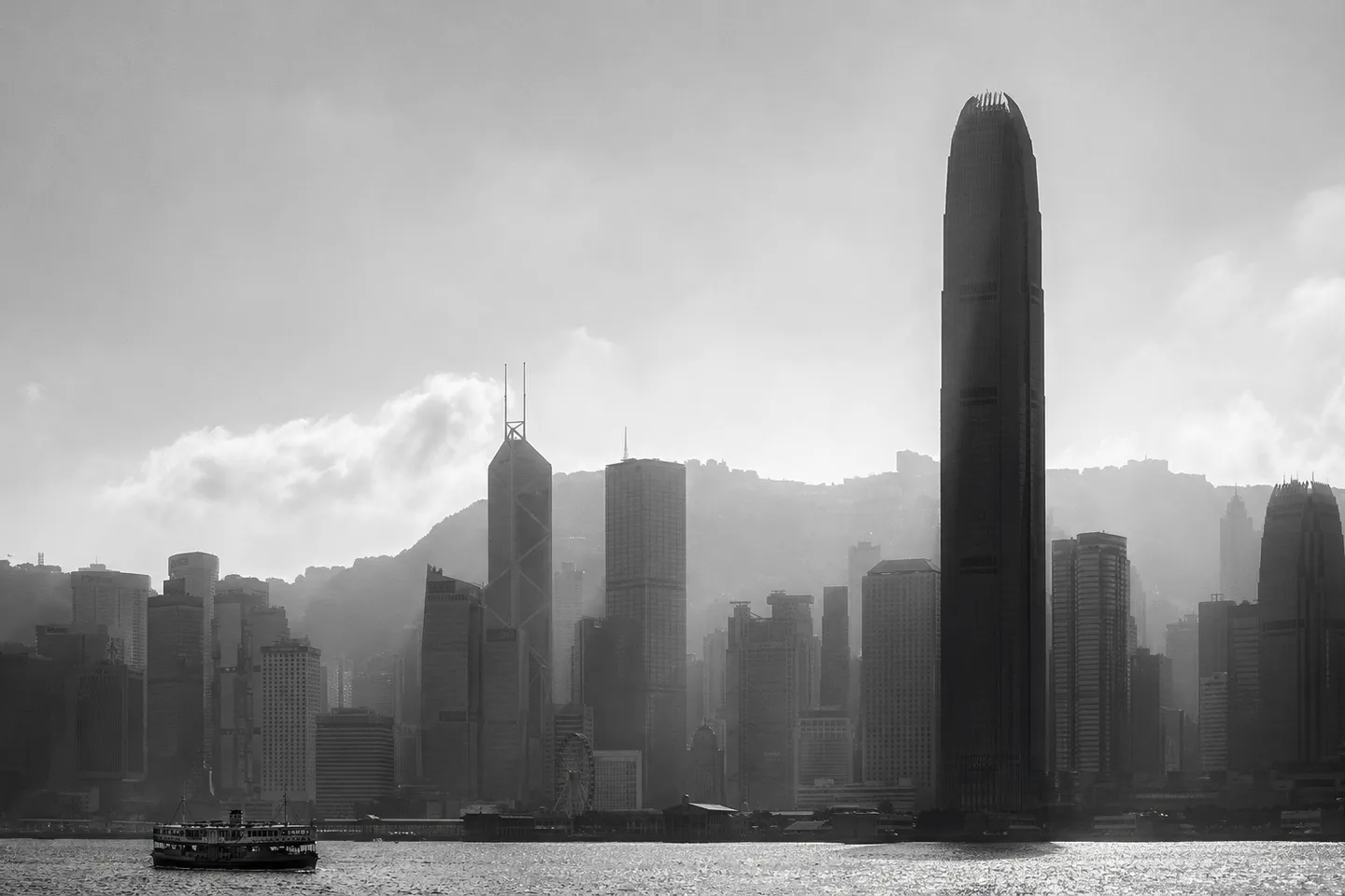 Coastal metropolitan skyline — headquarters corridor East Asia to Europe
